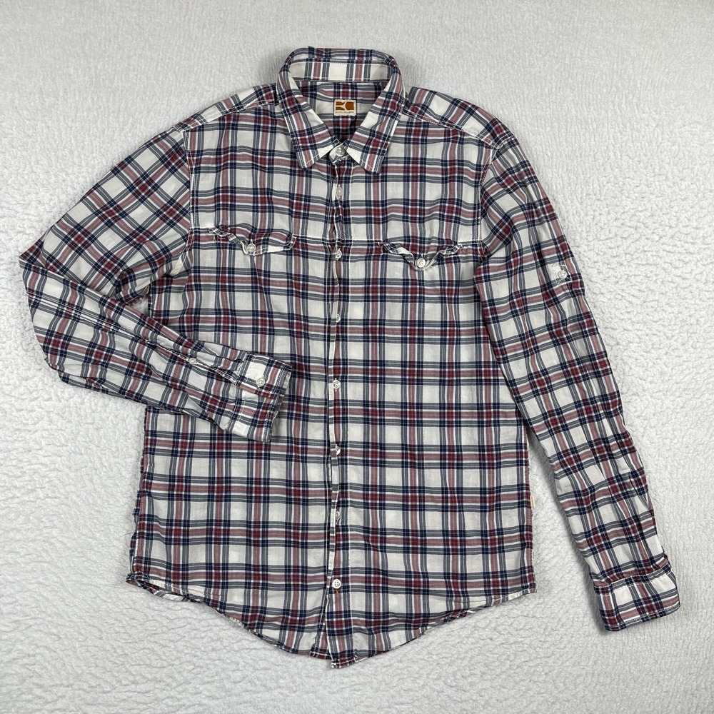 Hugo Boss Shirt Mens Large‎ Plaid Boss Orange Preppy Casual Workwear Office Job